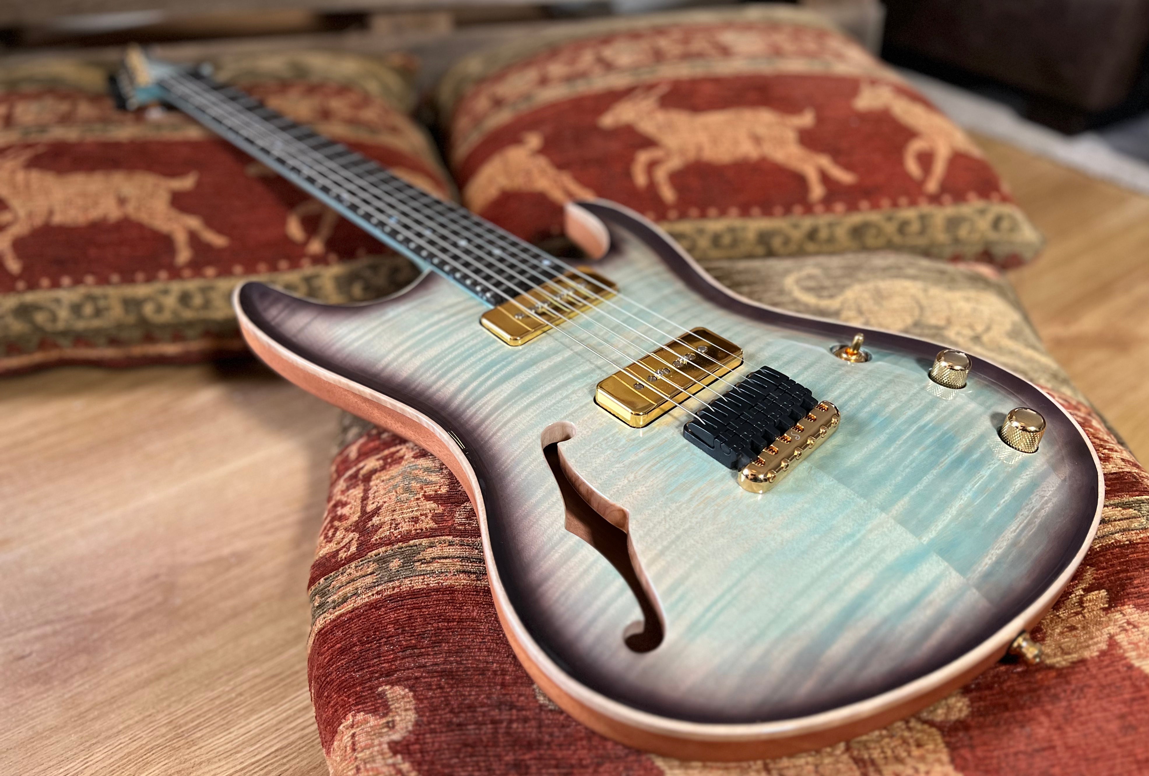 Valenti Nebula Carved Semi Hollow P90, Electric Guitar for sale at Richards Guitars.