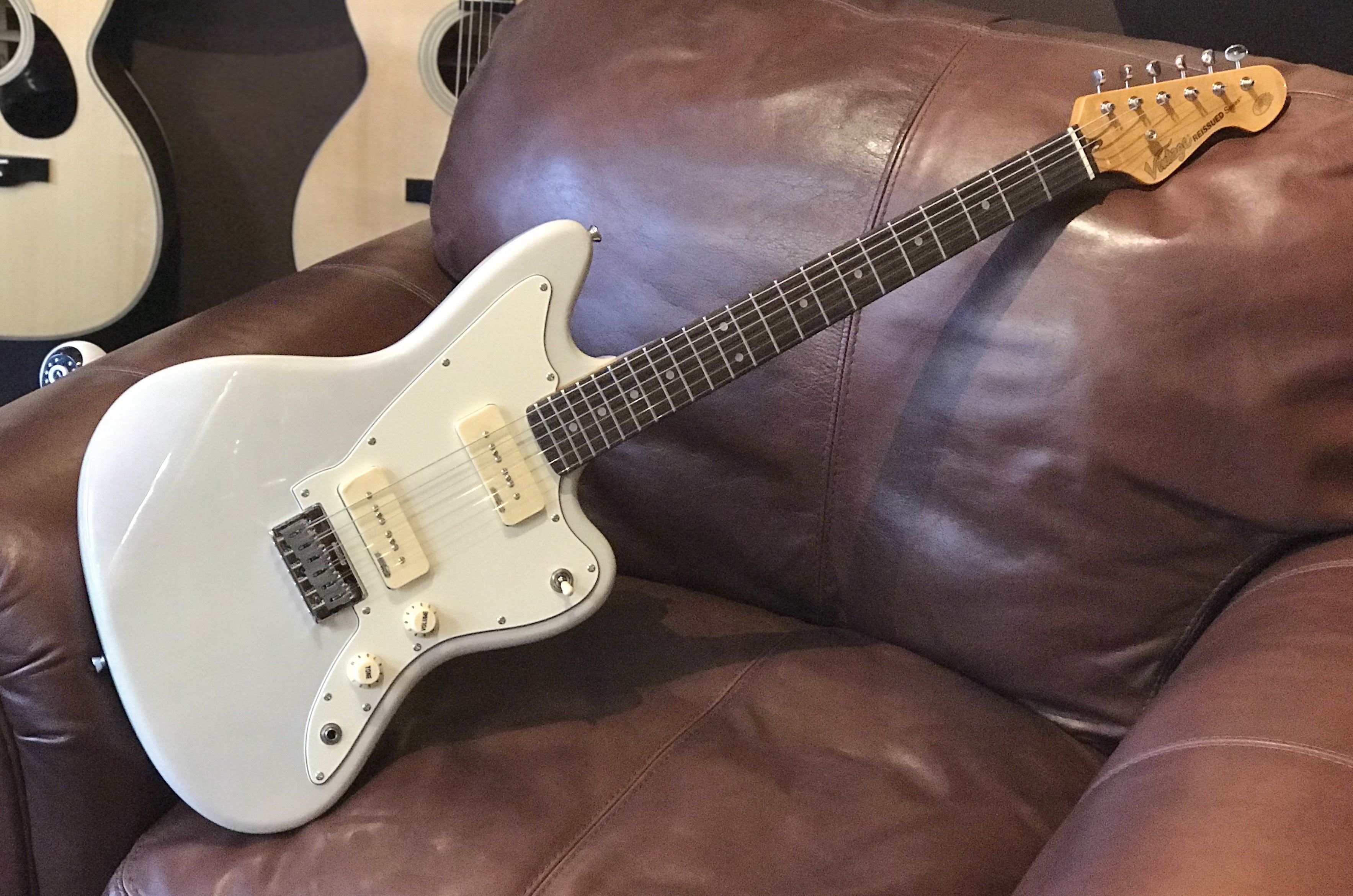 Vintage V65 Hard Tail White Blonde, Electric Guitar for sale at Richards Guitars.