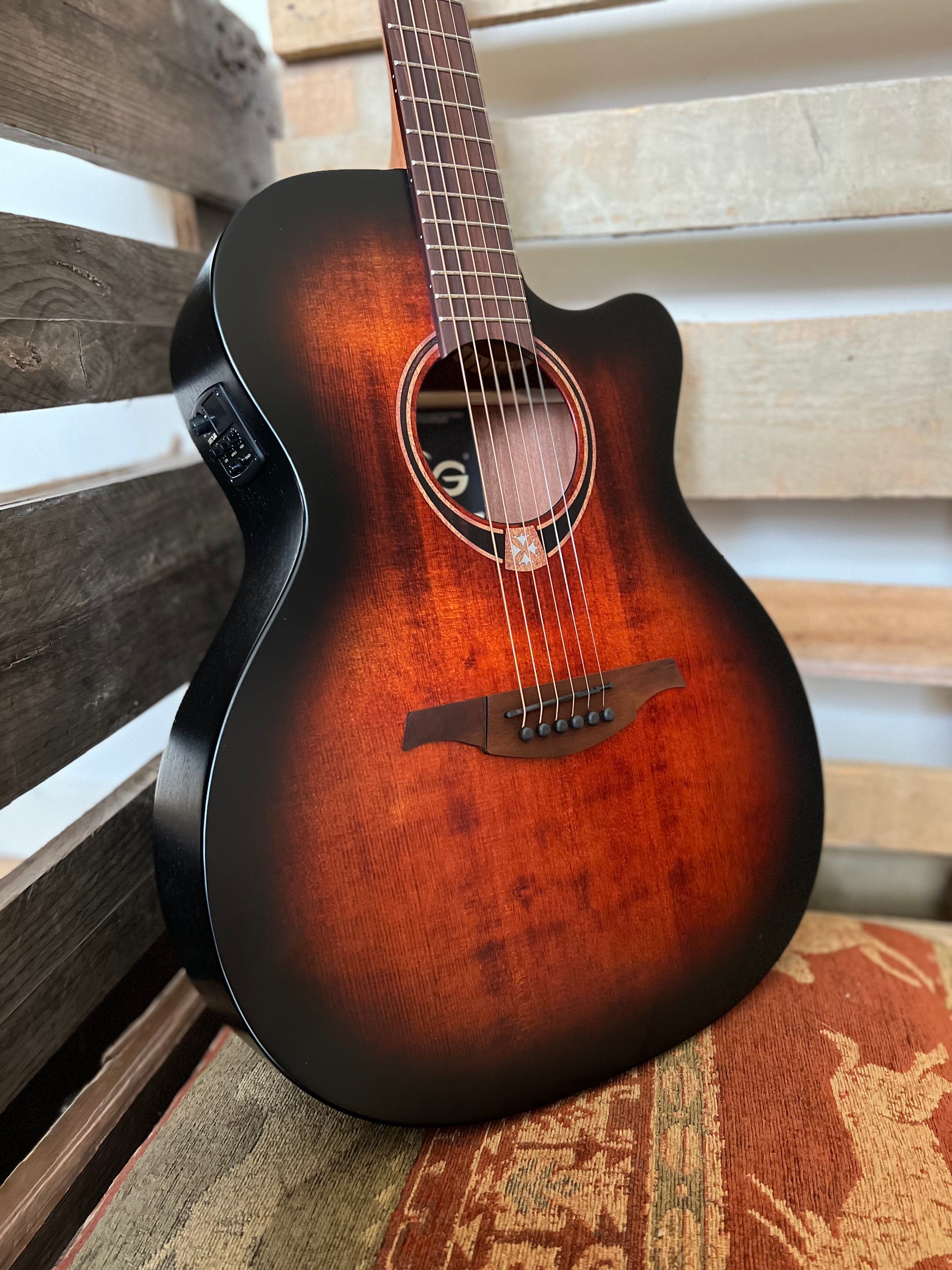 Lag T70ACE-B&B Auditorium Cutaway electro, Electro Acoustic Guitar for sale at Richards Guitars.