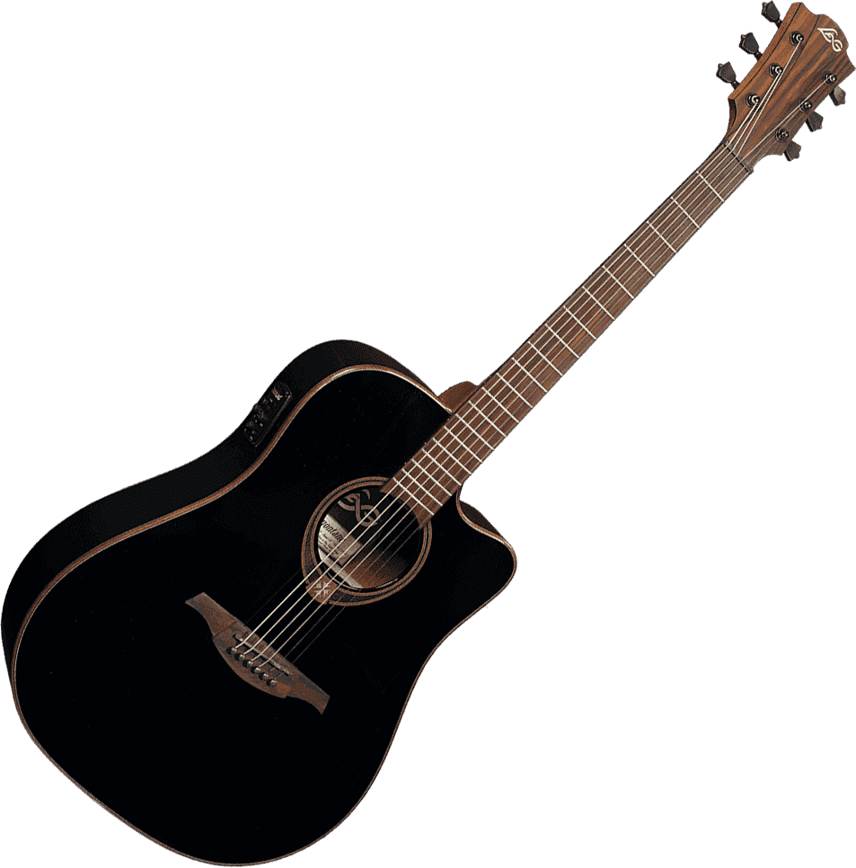 LAG TRAMONTANE 118 T118DCE-BLK DREADNOUGHT CUTAWAY ELECTRO BLACK, Electro Acoustic Guitar for sale at Richards Guitars.