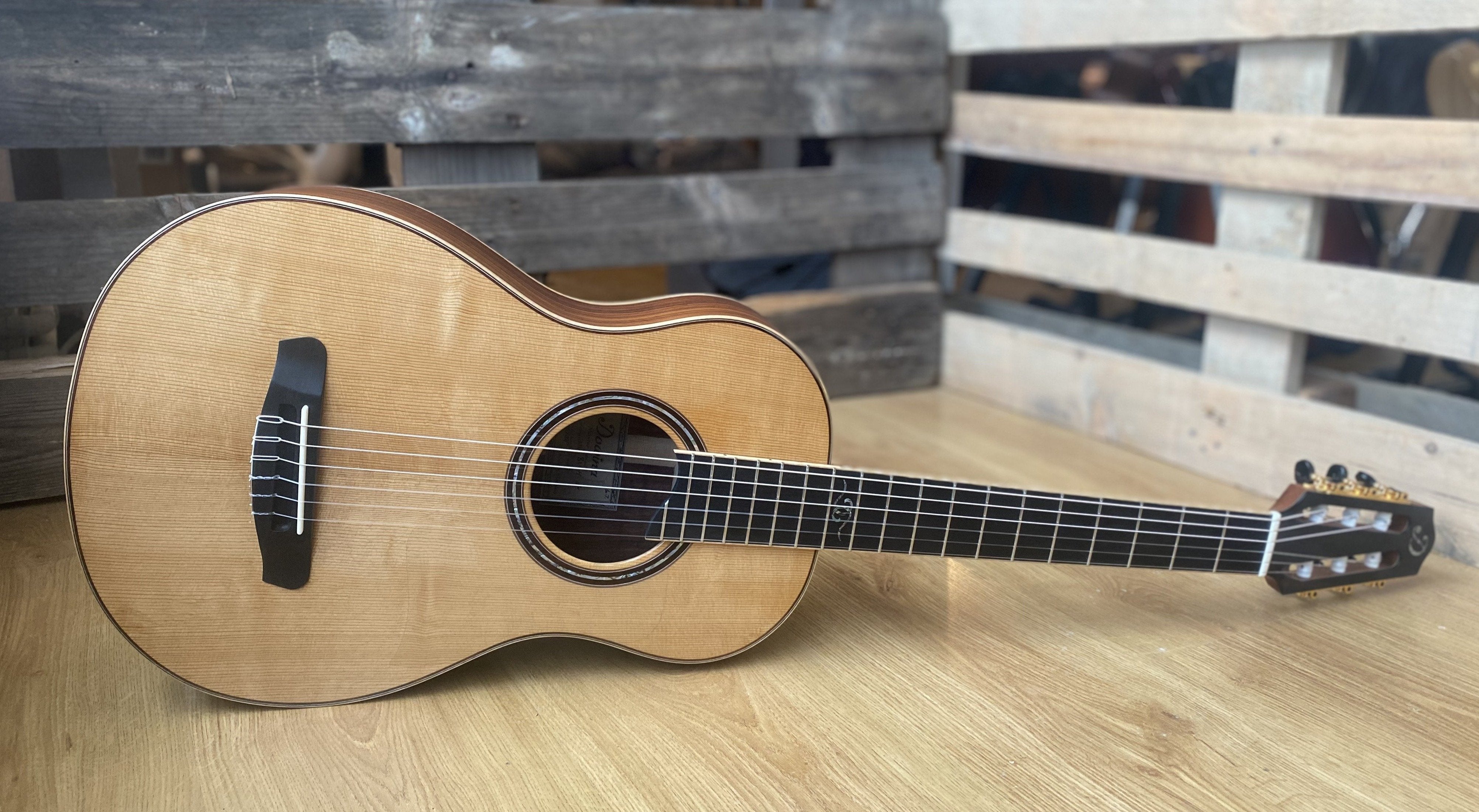 Dowina Granadillo DS BVH Thermo Cured Nylon String Hybrid, Nylon Strung Guitar for sale at Richards Guitars.