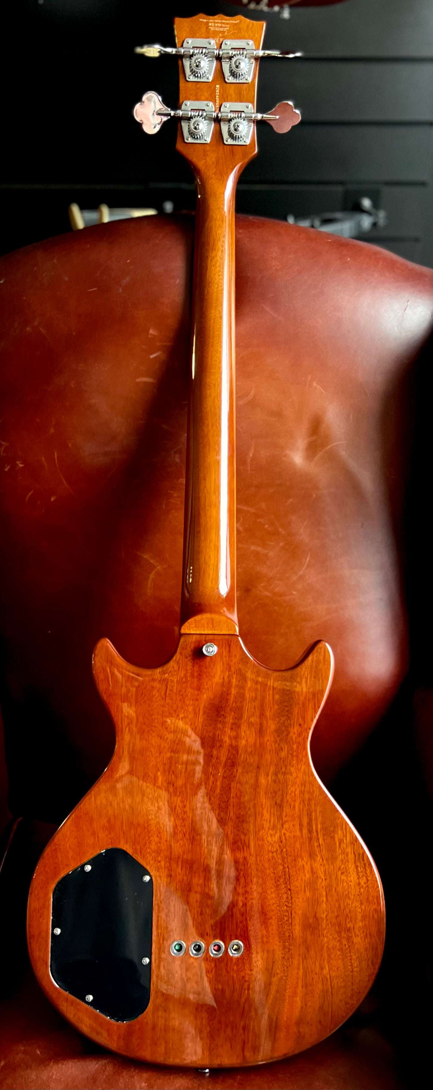 Vintage REVO Series 'Callan' Bass VRB70CR See Thru Cherry Red, Bass Guitar for sale at Richards Guitars.