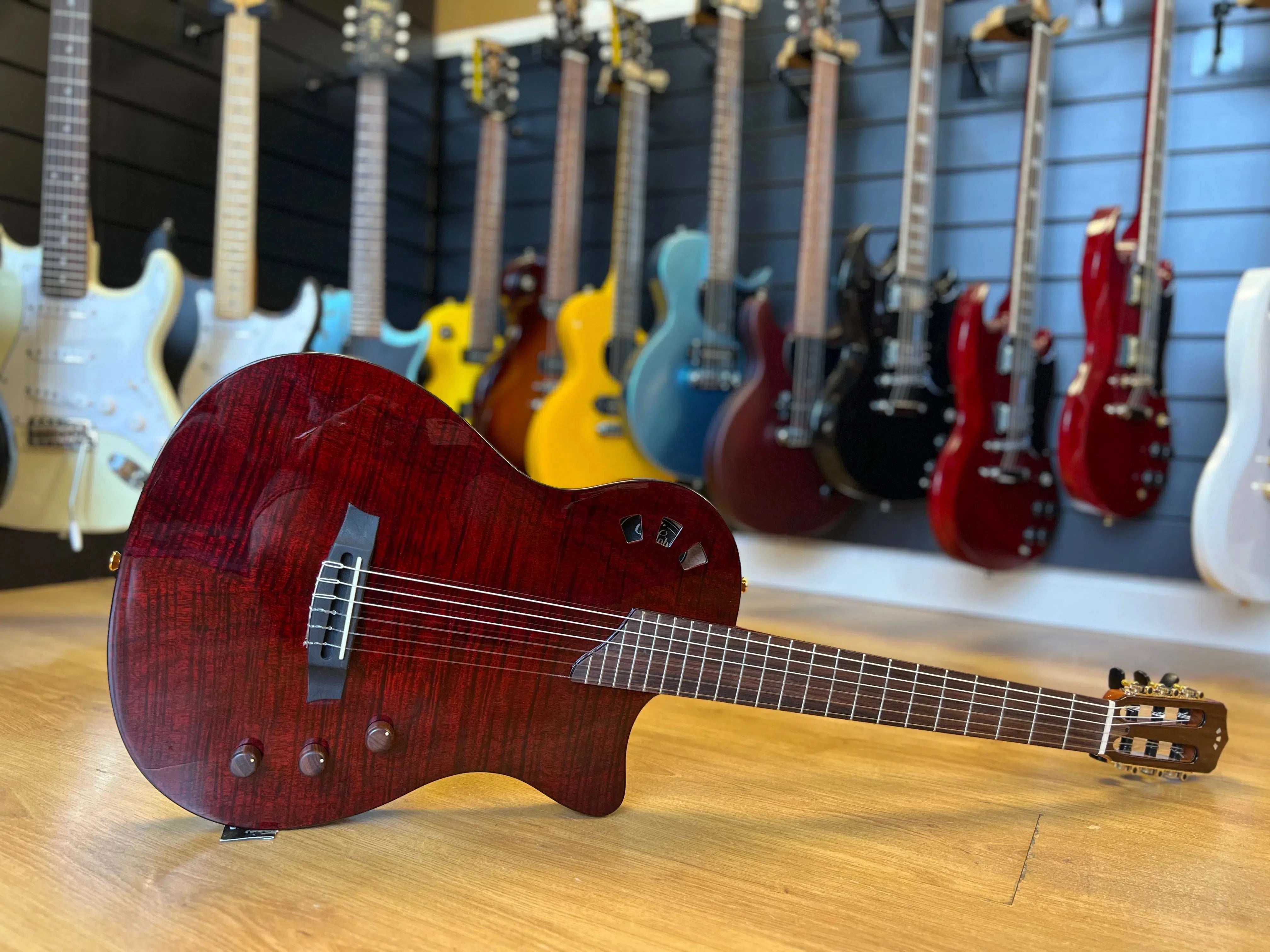 Cordoba Stage Natural Deep Wine, Electro Nylon Strung Guitar for sale at Richards Guitars.
