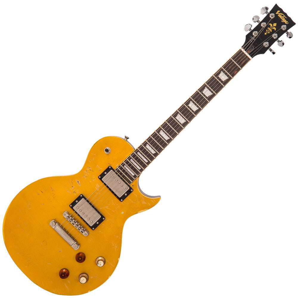 IN BUILD: - Vintage V100 Proshop Unique ~ Gold Top, Electric Guitar for sale at Richards Guitars.