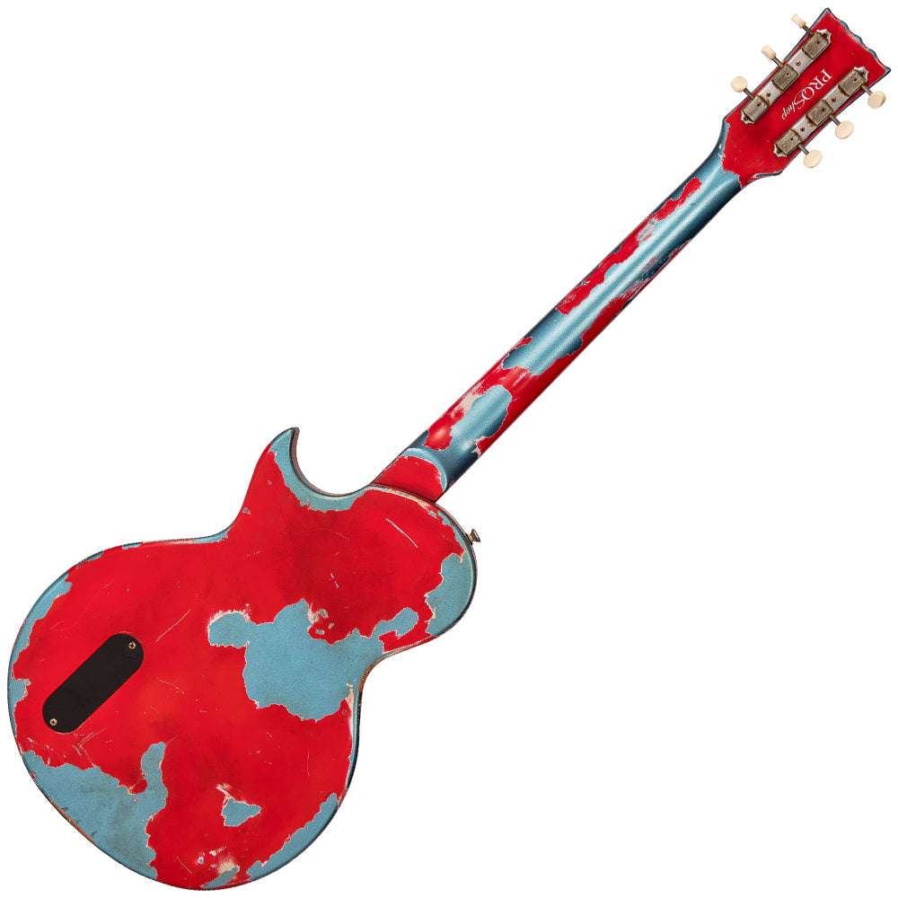 IN BUILD: - Vintage V120 ProShop Unique ~ Gun Hill Blue on Red, Electric Guitar for sale at Richards Guitars.