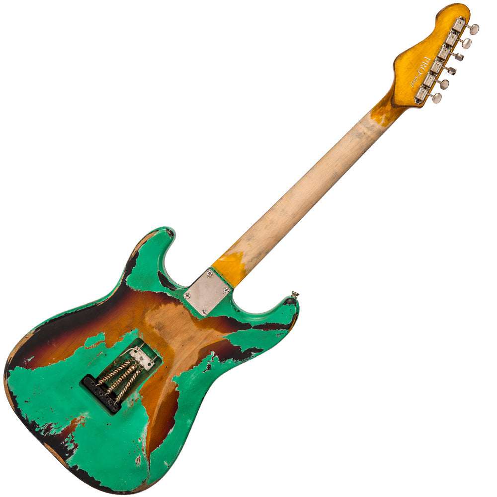 IN BUILD: - Vintage V6 ProShop Unique ~ Ventura Green/Tobacco Burst, Electric Guitar for sale at Richards Guitars.