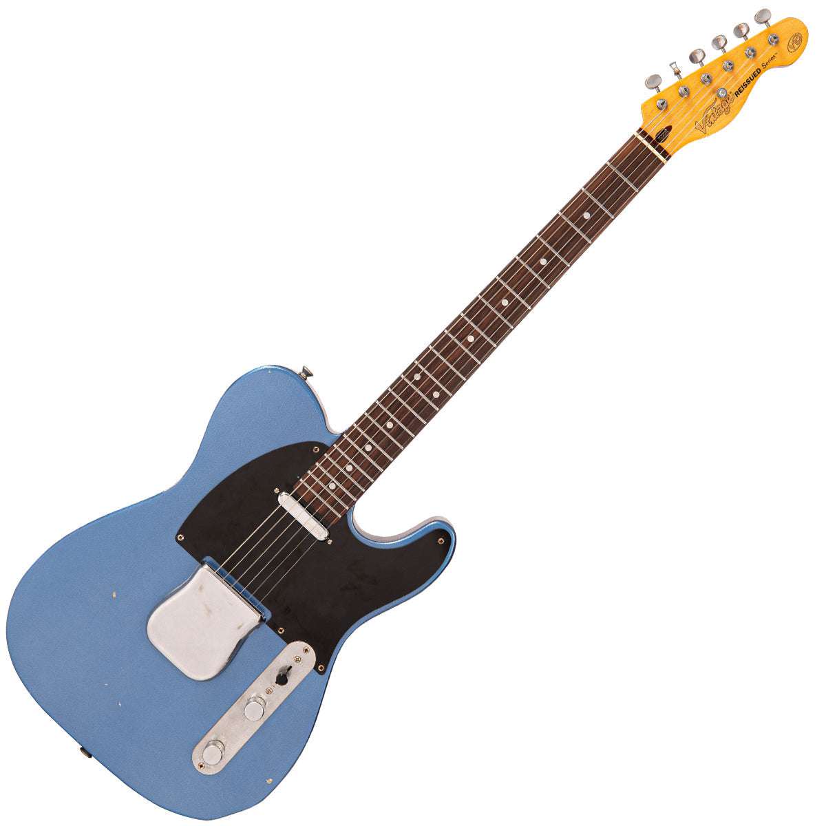 IN BUILD: - Vintage V62 ProShop Unique ~ Cracked Metallic Blue, Electric Guitar for sale at Richards Guitars.