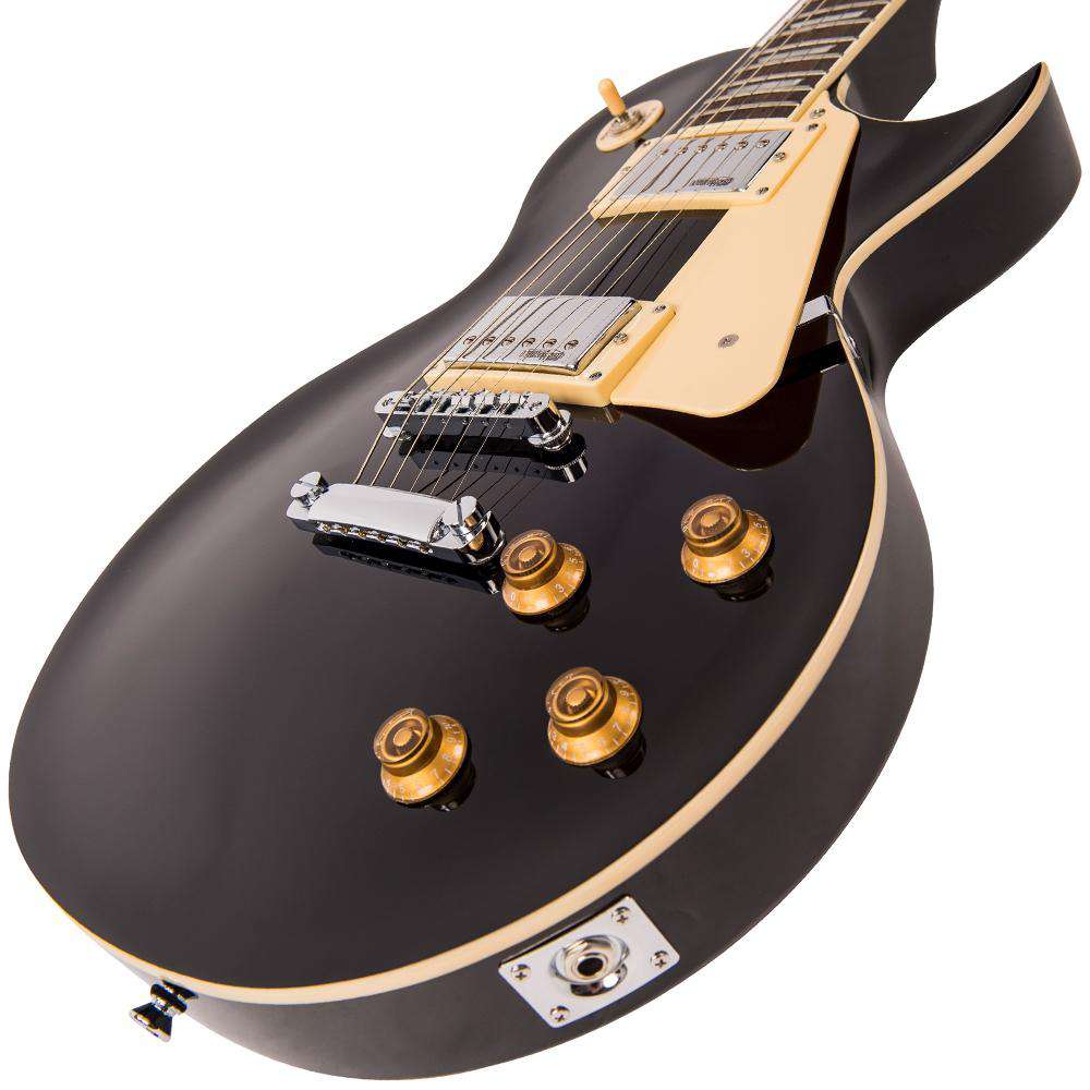 Vintage V100BLK ReIssued Electric Guitar ~ Boulevard Black, Electric Guitar for sale at Richards Guitars.