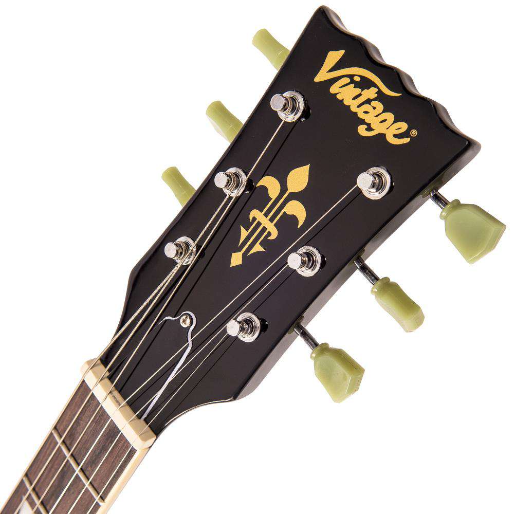Vintage V100BLK ReIssued Electric Guitar ~ Boulevard Black, Electric Guitar for sale at Richards Guitars.