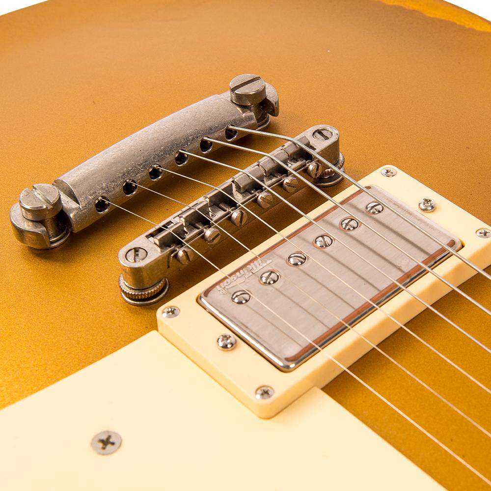 Vintage V100MRGT ICON Electric Guitar ~ Distressed HH Gold Top, Electric Guitar for sale at Richards Guitars.