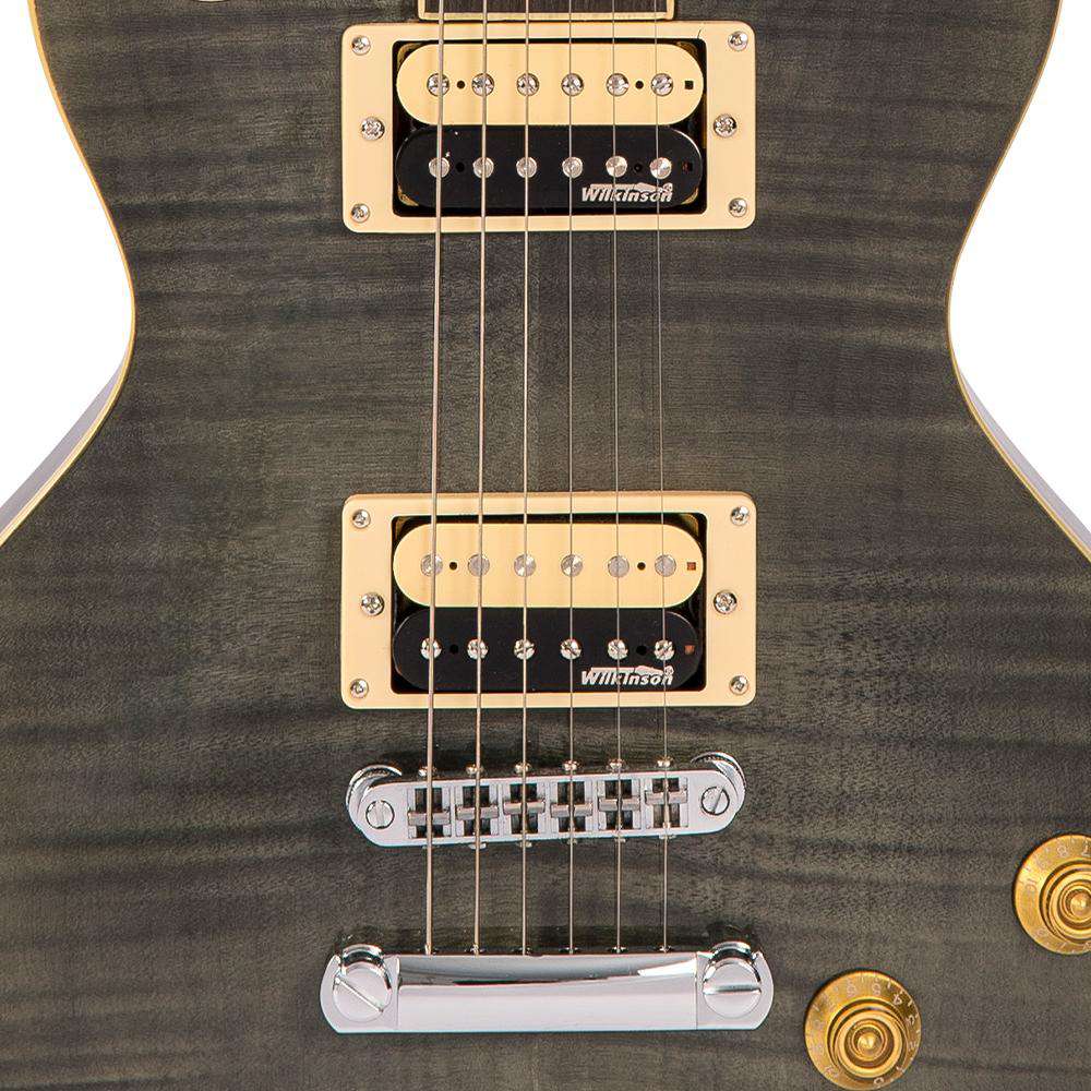 Vintage V100TBK ReIssued Series Electric Guitar ~ Flamed Thru Black, Electric Guitar for sale at Richards Guitars.