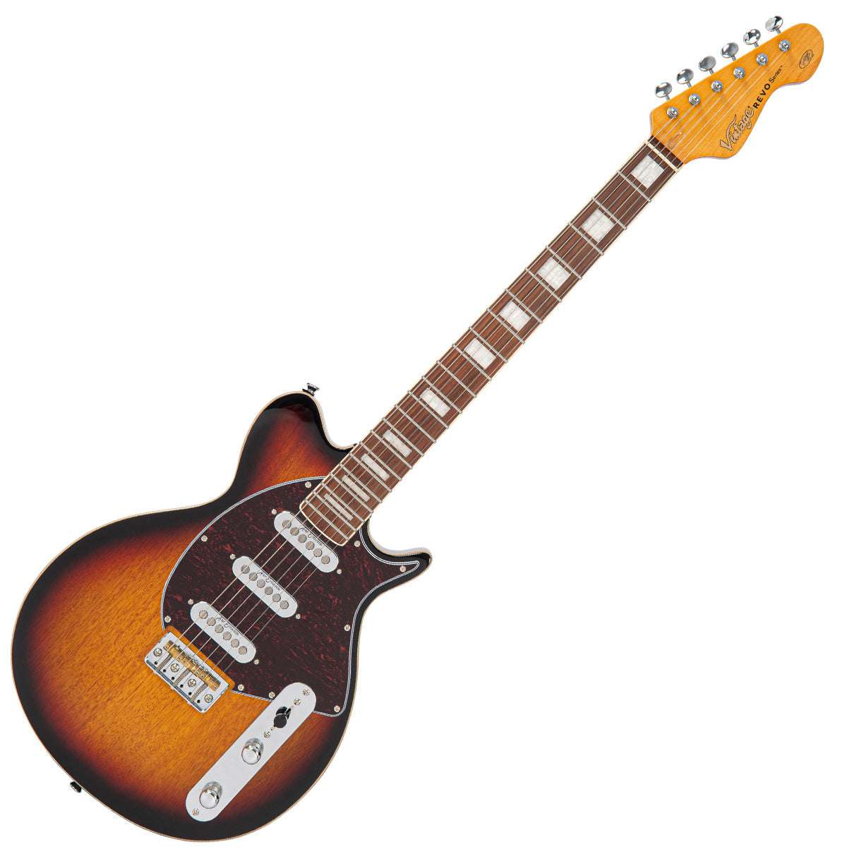 Vintage REVO Series 'Vision' Electric Guitar ~ Two Tone Sunburst, Electric Guitar for sale at Richards Guitars.