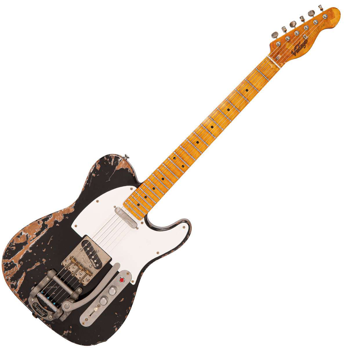 Vintage V52 ProShop Unique - Black Icon with Bigsby, Electric Guitar for sale at Richards Guitars.