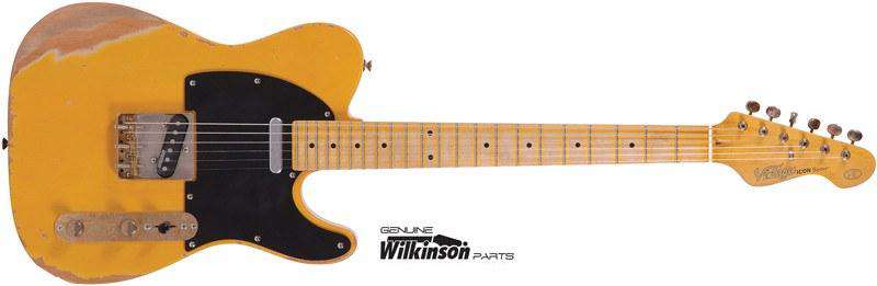 Vintage* V52MRBS Distressed Butterscotch Electric Guitar, Electric Guitar for sale at Richards Guitars.