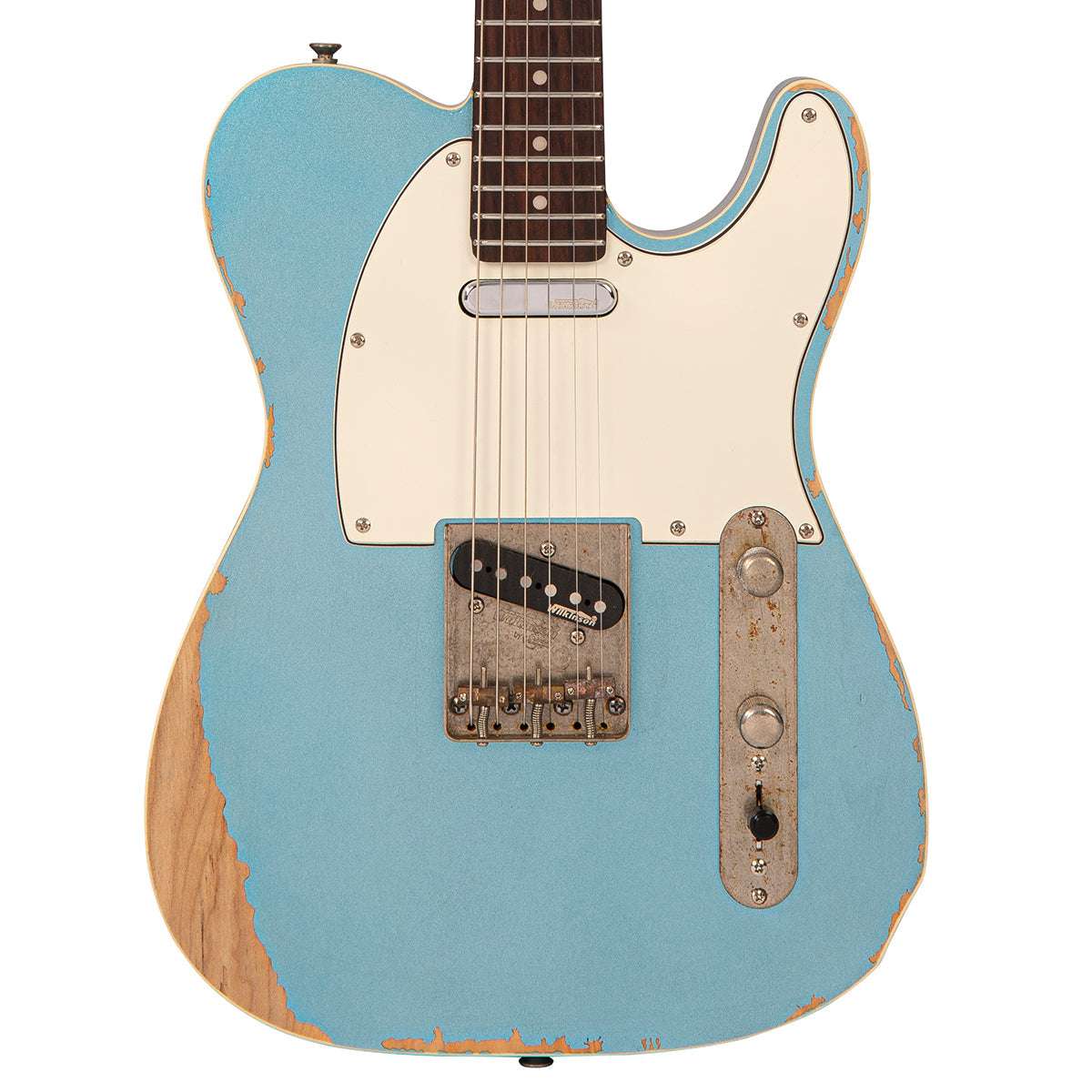 Vintage V66 Paul Rose Signature Electric Guitar ~ Distressed Gun Hill Blue, E-Gitarre zu verkaufen bei Richards Guitars.