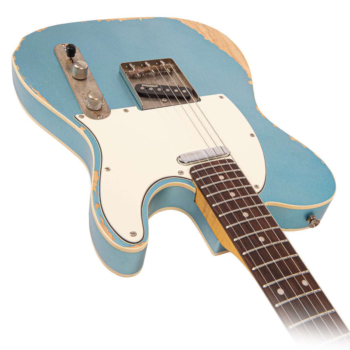 Vintage V66 Paul Rose Signature Electric Guitar ~ Distressed Gun Hill Blue, E-Gitarre zu verkaufen bei Richards Guitars.
