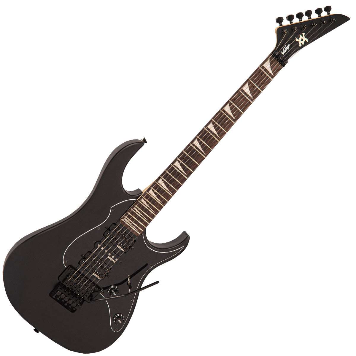 Vintage VMX Series Raider Electric Guitar ~ Satin Black, Electric Guitar for sale at Richards Guitars.