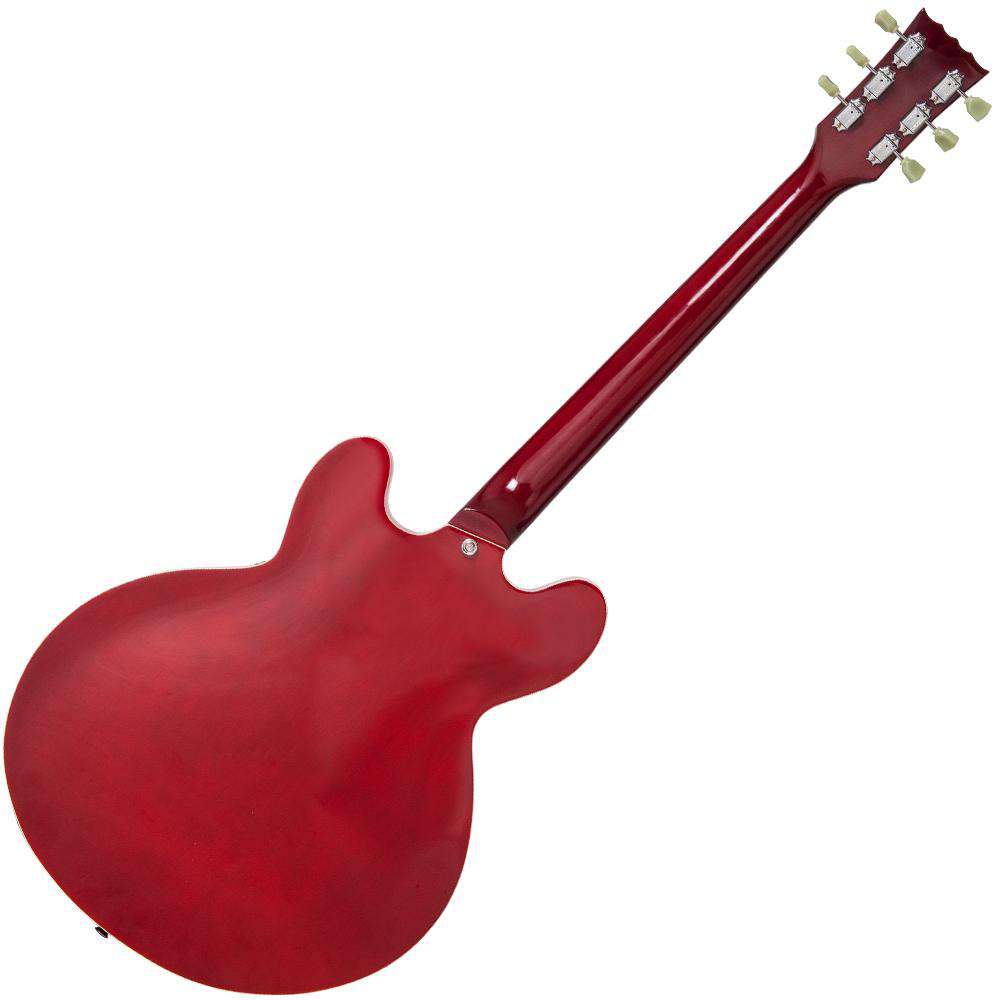 Vintage VSA500CR ReIssued Semi Acoustic Guitar ~ Cherry Red, Electric Guitar for sale at Richards Guitars.