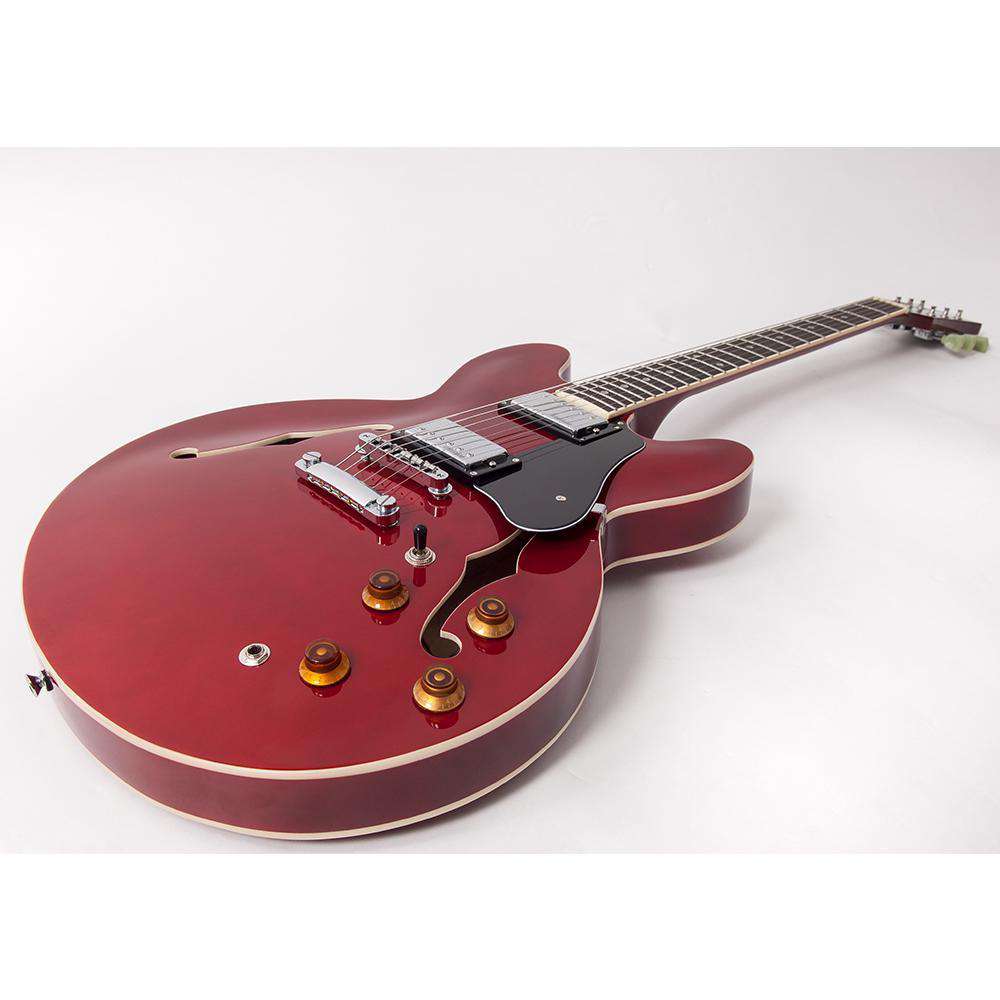 Vintage VSA500CR ReIssued Semi Acoustic Guitar ~ Cherry Red, Electric Guitar for sale at Richards Guitars.
