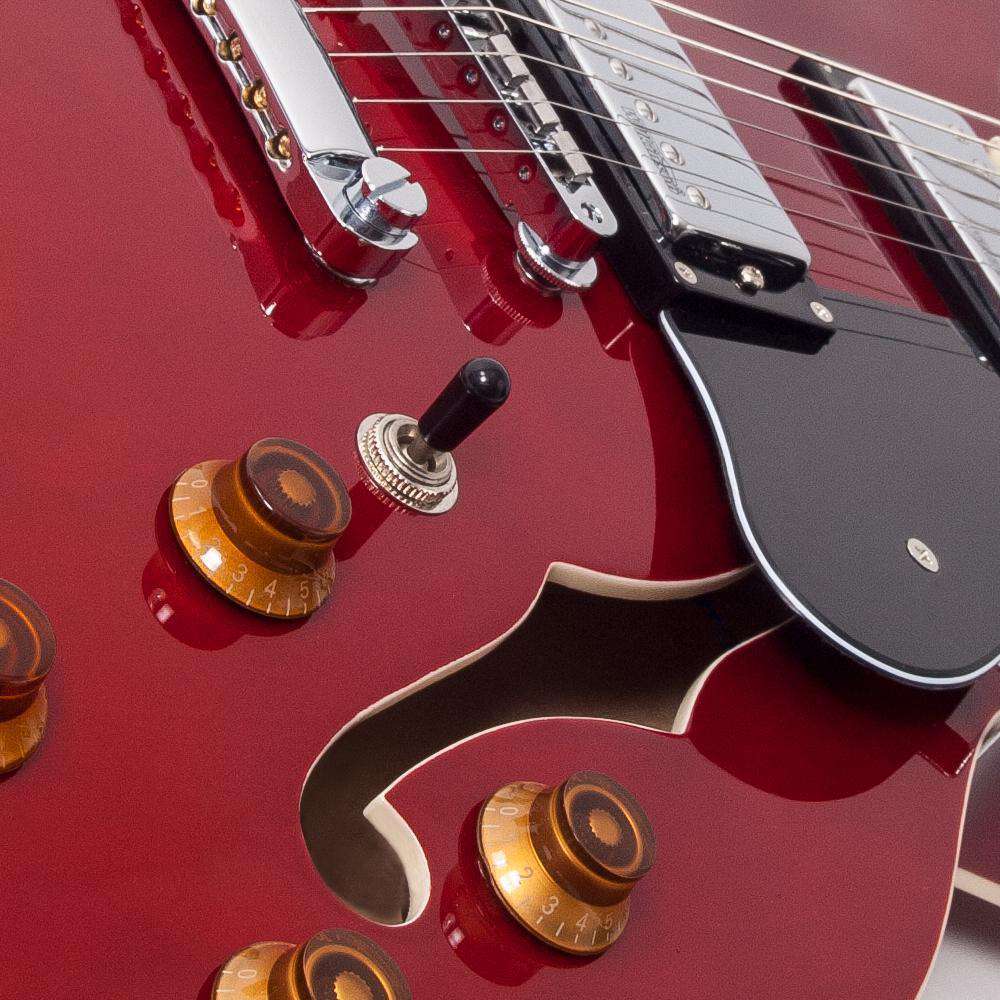 Vintage VSA500CR ReIssued Semi Acoustic Guitar ~ Cherry Red, Electric Guitar for sale at Richards Guitars.