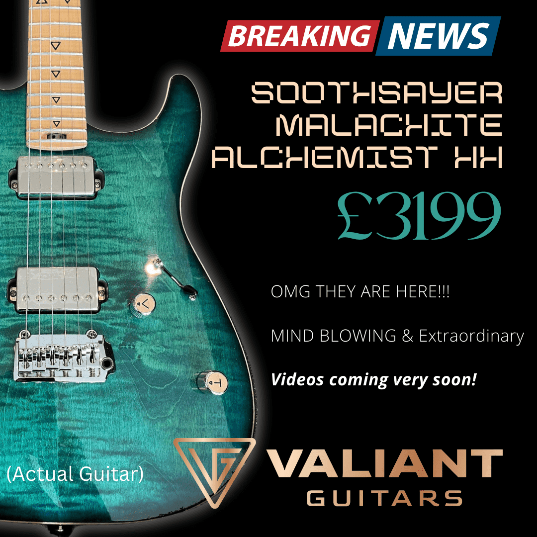 Valiant Soothsayer Malachite Alchemist Custom, Electric Guitar for sale at Richards Guitars.