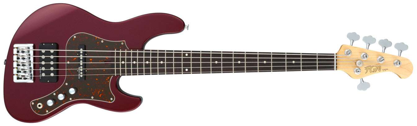 FGN Bass Guitar J Standard Mighty Jazz JMJ52ALR Azuki Metallic (AZM) With Gig Bag - Richards Guitars Of Stratford Upon Avon