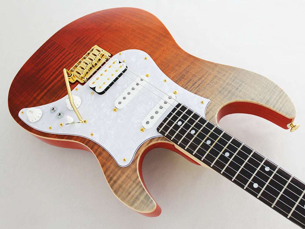 FGN Expert Odyssey EOSFMR, Ripe Kaki Gradation With Hard Case - Richards Guitars Of Stratford Upon Avon