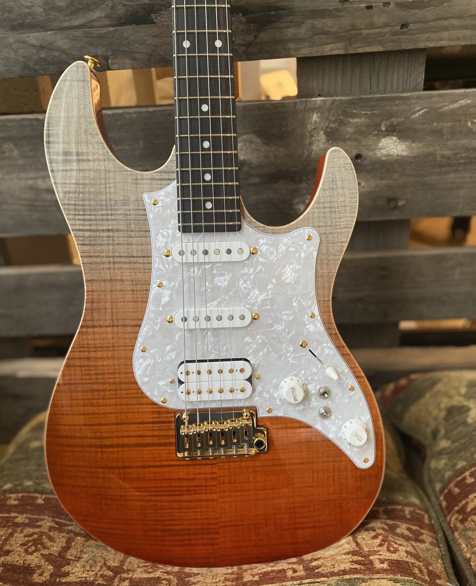 FGN Expert Odyssey EOSFMR, Ripe Kaki Gradation With Hard Case - Richards Guitars Of Stratford Upon Avon