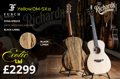 Furch Yellow Black Limba OM SX Exotic Ltd Series Acoustic Guitar - Richards Guitars Of Stratford Upon Avon