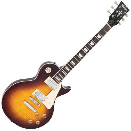 Vintage V100IT ReIssued Electric Guitar ~ Flamed Iced Tea, Electric Guitar for sale at Richards Guitars.