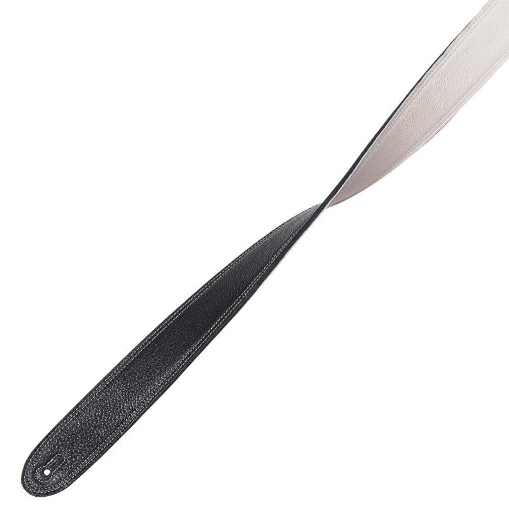 Perri's Deluxe Reversible Italian Leather Guitar Strap ~ Black/White - Richards Guitars Of Stratford Upon Avon