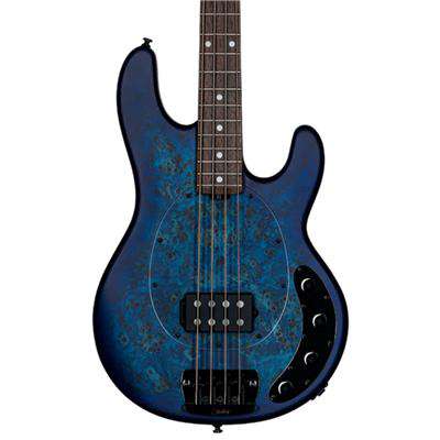 Sterling By Musicman SBMM SRAY 4 POPLAR BURL TOP NEPTUNE BLUE SATIN RN - Richards Guitars Of Stratford Upon Avon