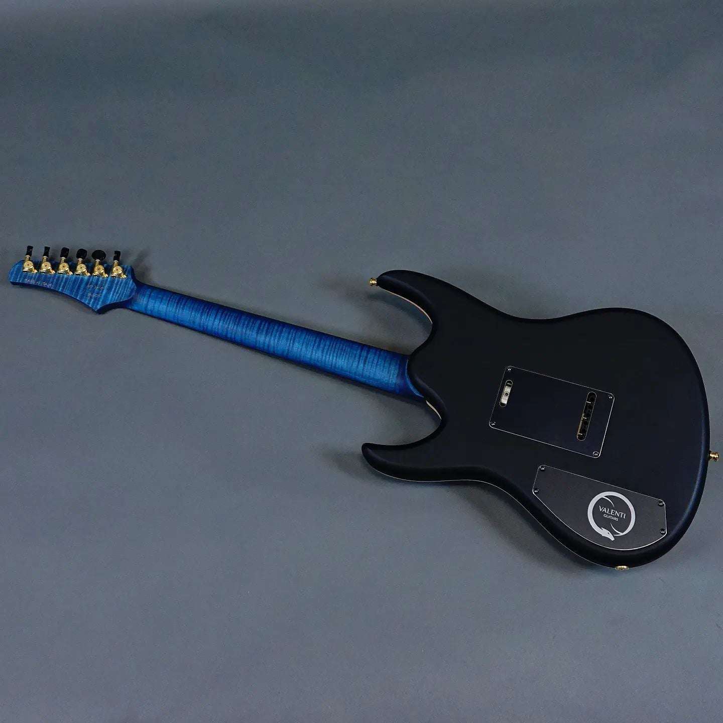 Valenti Nebula Carved Semi Hollow P90 Dark Blue - Richards Guitars Of Stratford Upon Avon