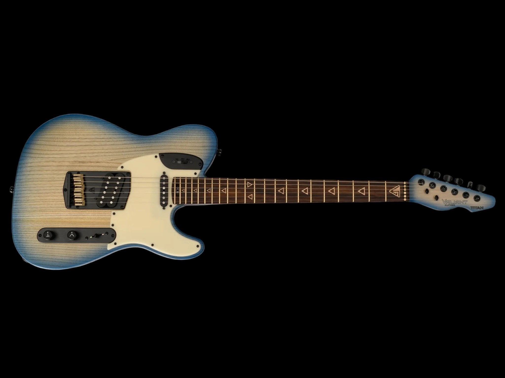 Valiant Titan Barhat Blue Pore Electric Guitar - Richards Guitars Of Stratford Upon Avon