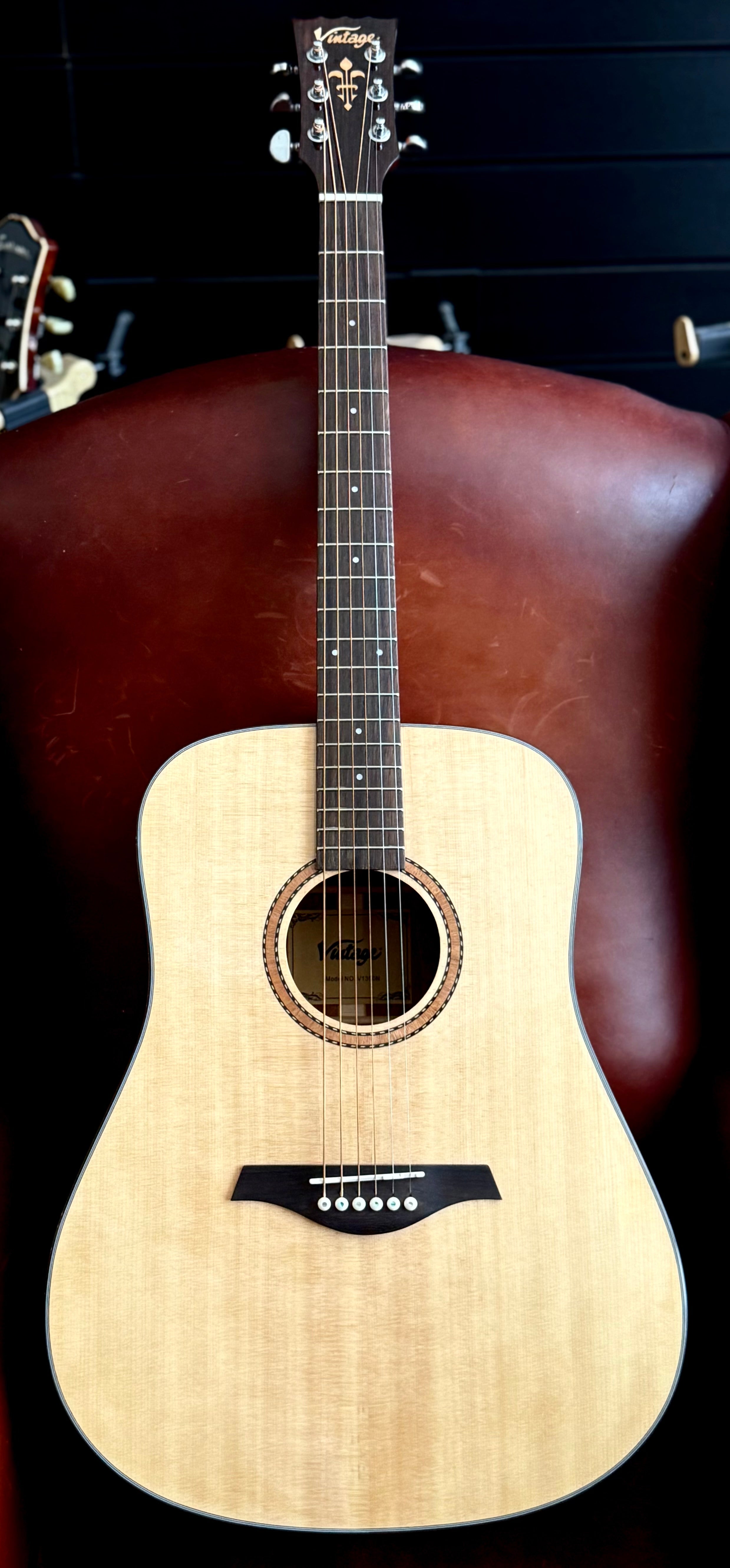 Vintage V1350N Performer Series Acoustic Dreadnought ~ Natural Gloss