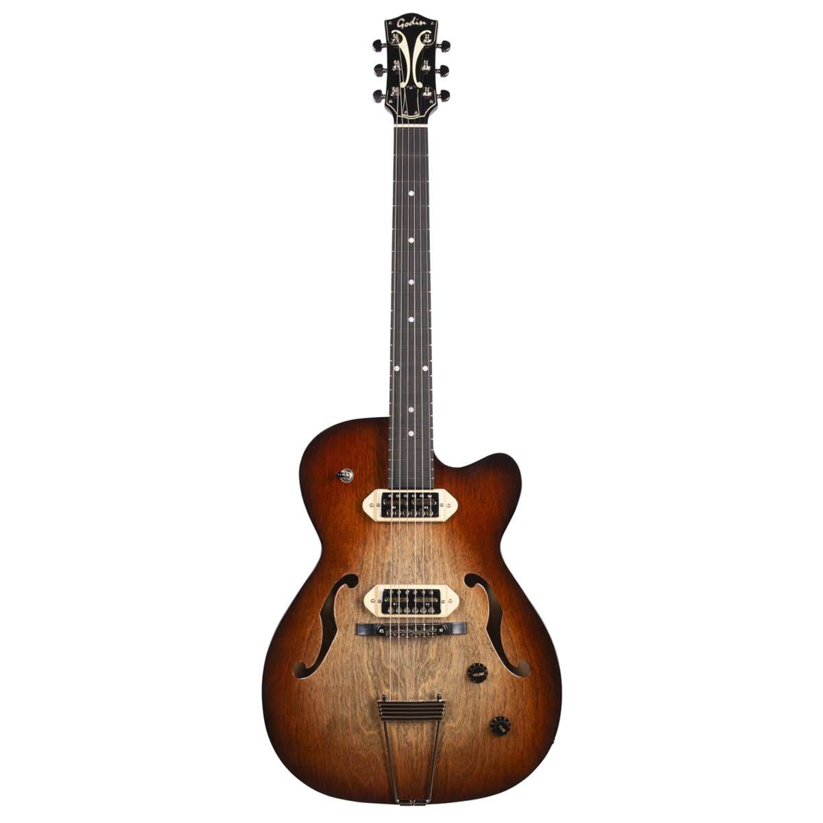 Godin 5th Avenue Thin Line Guitarra Semi-Acústica ~ Vintage Burst, Guitarra Eléctrica en venta en Richards Guitars.