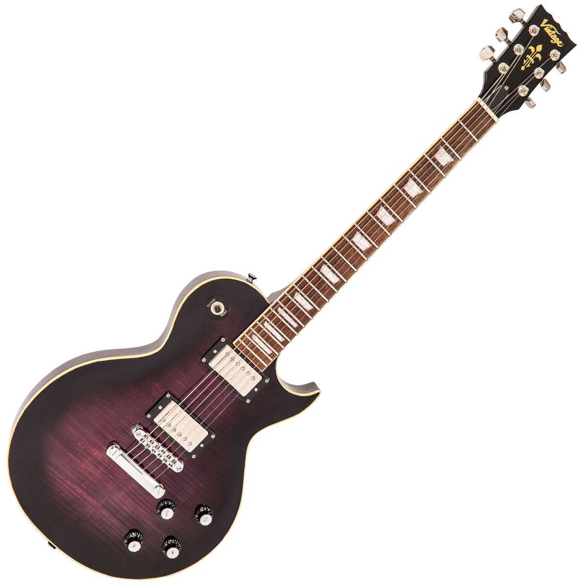 IN BUILD: - Vintage V100 ProShop Unique ~ Flamed Purple Burst, Electric Guitar for sale at Richards Guitars.