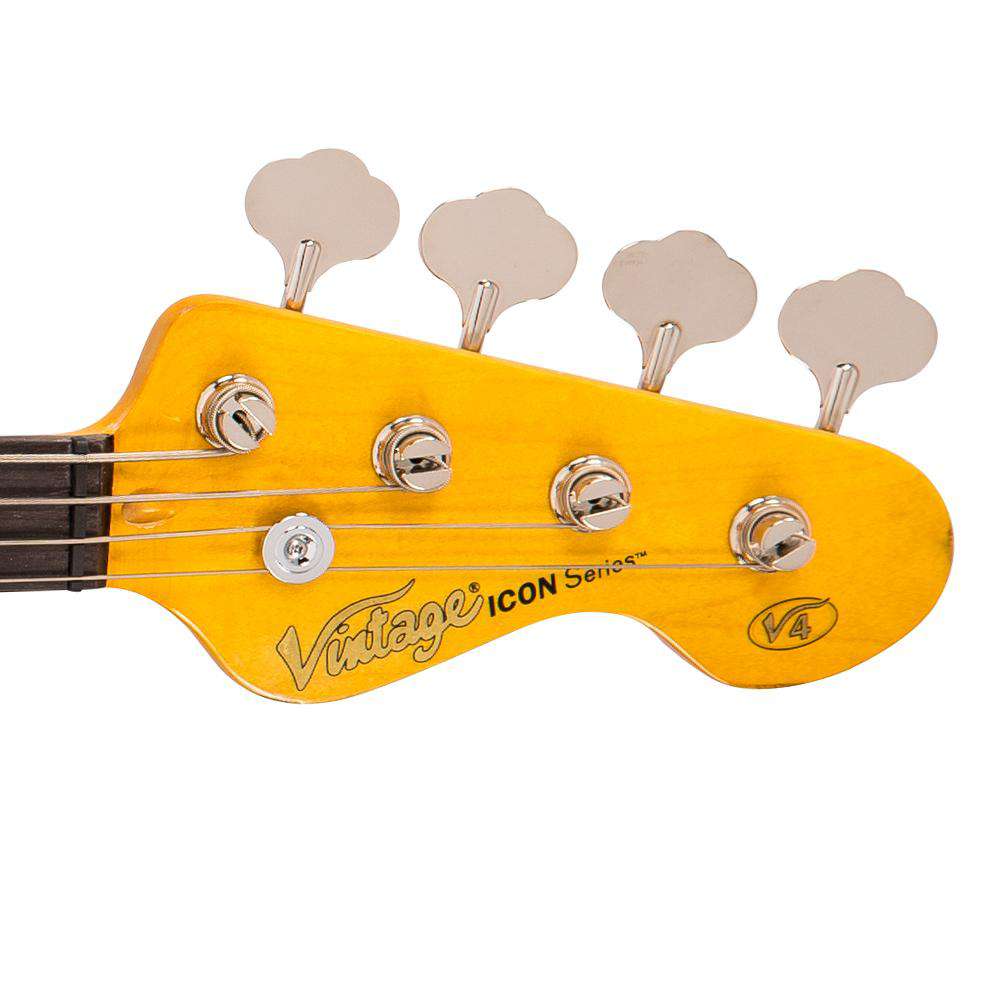 Vintage V4 ICON Bass ~ Distressed Sunset Sunburst, Bass Guitar for sale at Richards Guitars.