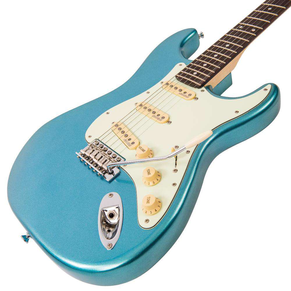 Vintage V6 ReIssued Guitarra Eléctrica ~ Candy Apple Blue, a la venta en Richards Guitars.