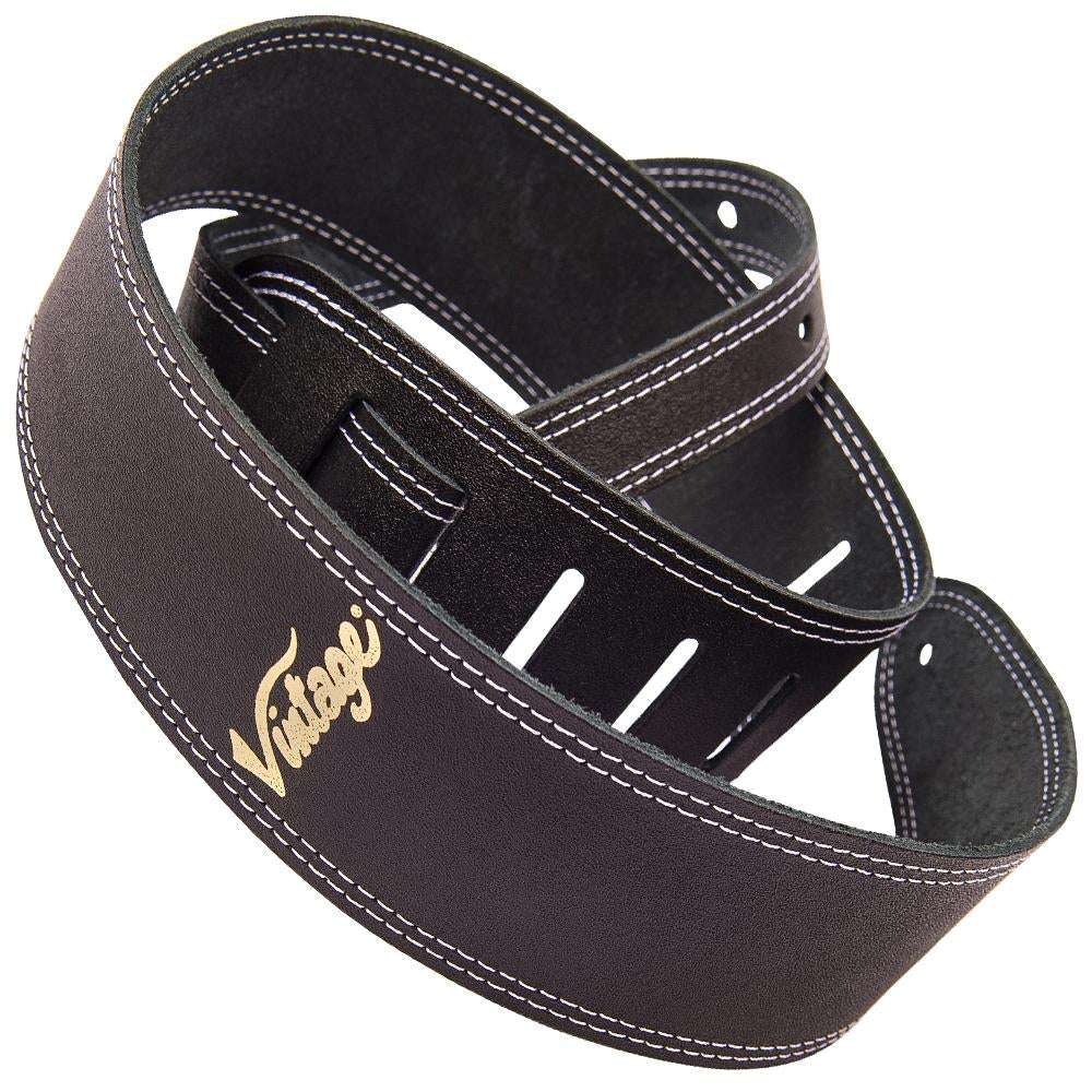Vintage Leather Guitar Strap ~ Black, Correas en venta en Richards Guitars.