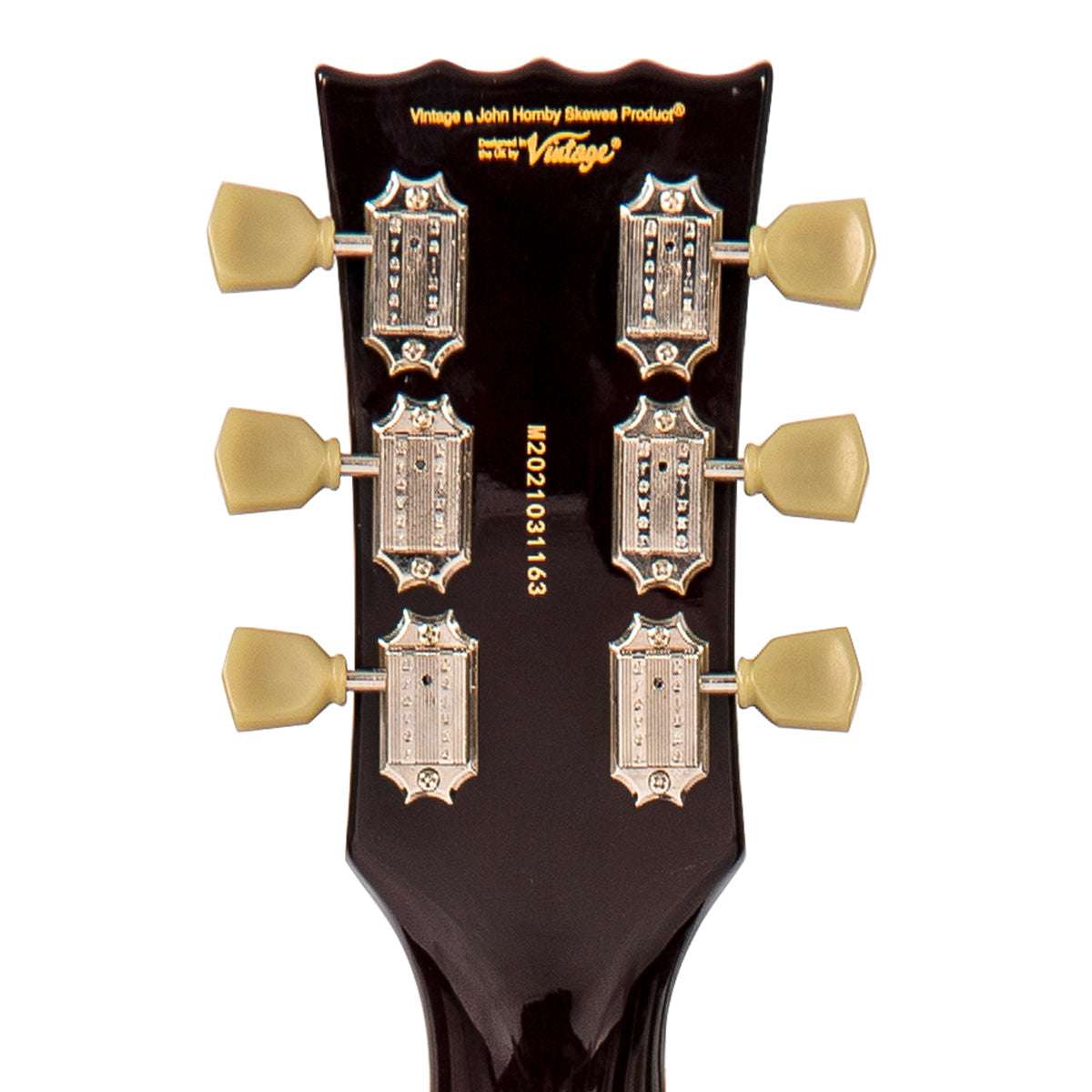 Vintage LV100IT Reeditado Guitarra Eléctrica ~ Mano Izquierda Flamed Ice Tea, Guitarra Eléctrica en venta en Richards Guitars.