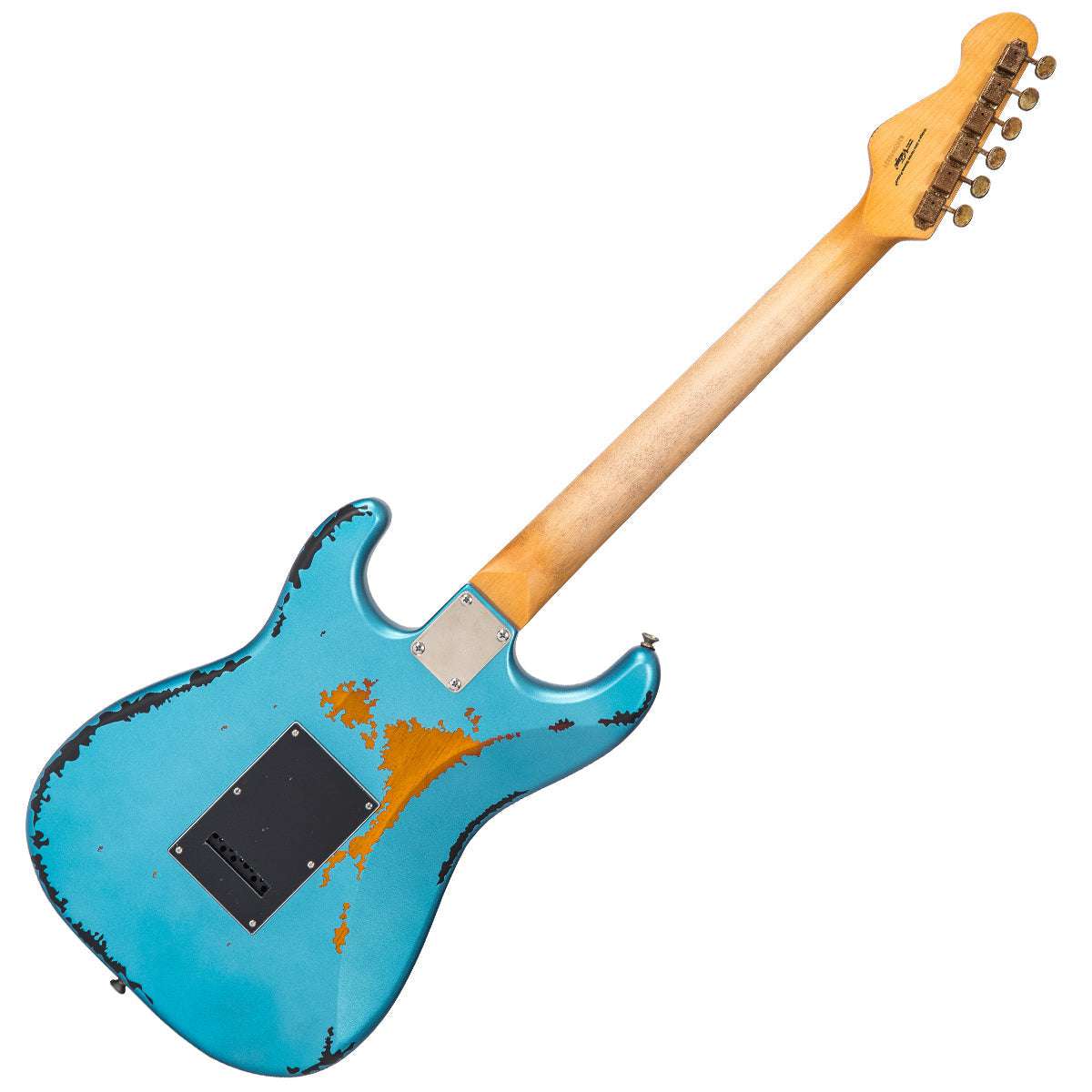 Vintage V6 ICON Guitarra Eléctrica ~ Distressed Gun Hill Blue Over Sunburst, a la venta en Richards Guitars.