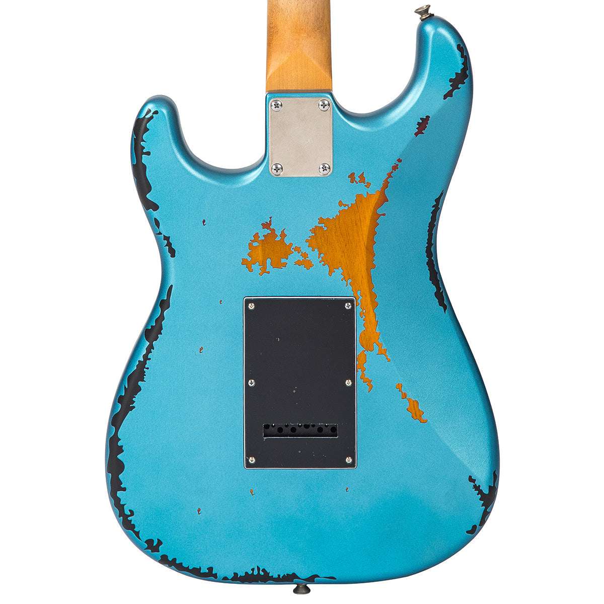 Vintage V6 ICON Guitarra Eléctrica ~ Distressed Gun Hill Blue Over Sunburst, a la venta en Richards Guitars.