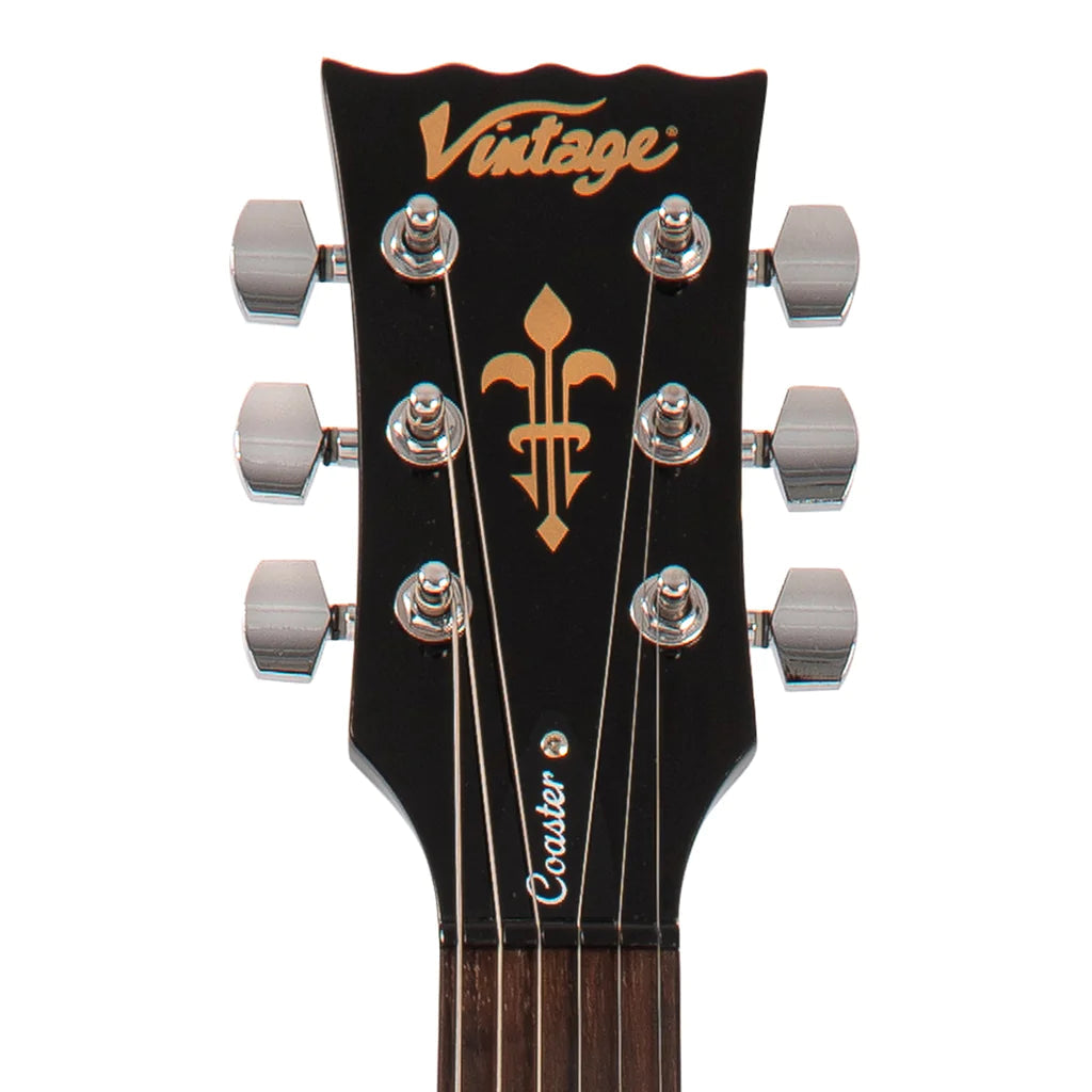 Vintage V69 Coaster Series Guitarra Eléctrica Pack ~ Negro Brillante, Guitarra Eléctrica en venta en Richards Guitars.