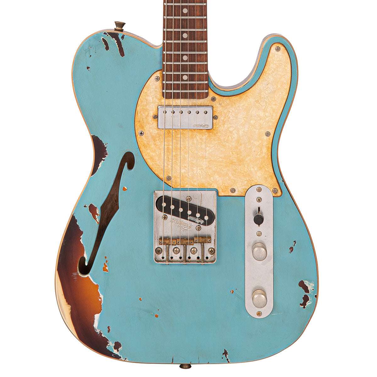 Vintage V72 ProShop Custom-Build ~ Blue Over Tobacco (Contact: Richards Guitars. www.rguitars.co.uk), Electric Guitar for sale at Richards Guitars.