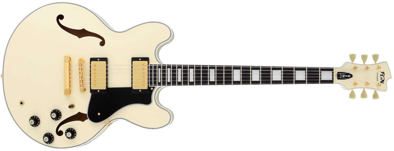 FGN Masterfield, Electric Guitar, Antique White (AWH) MSAHPC With Hard Case - Richards Guitars Of Stratford Upon Avon