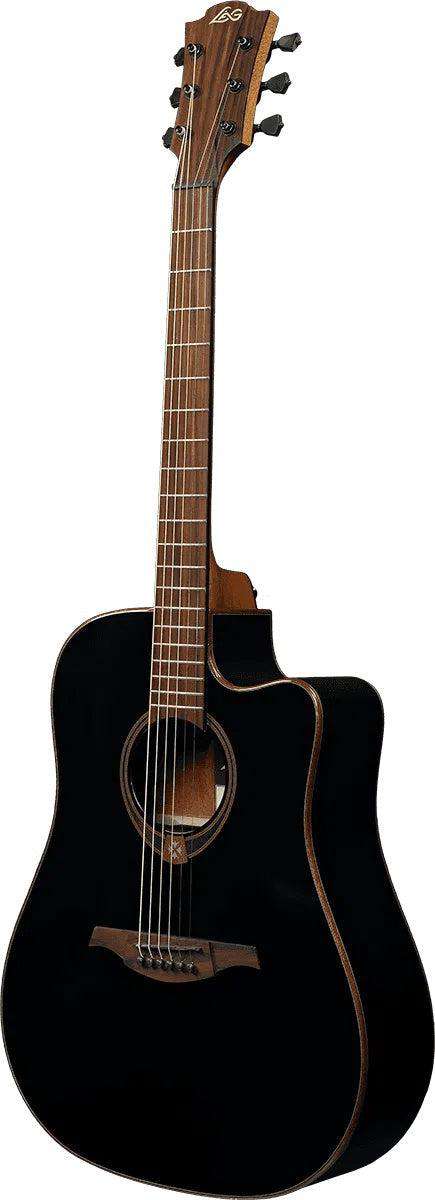 LAG TRAMONTANE 118 T118DCE - BLK DREADNOUGHT CUTAWAY ELECTRO BLACK - Richards Guitars Of Stratford Upon Avon