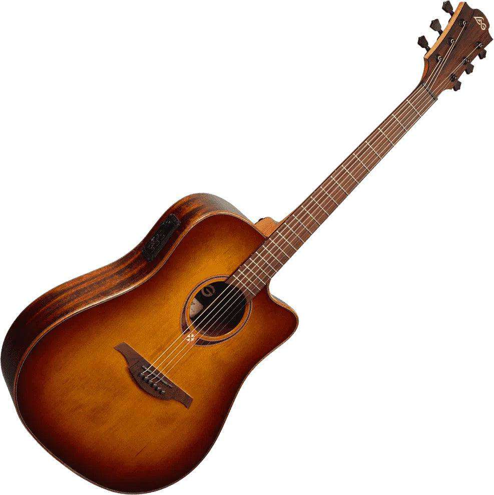 LAG TRAMONTANE 118 T118DCE - BRS DREADNOUGHT CUTAWAY ELECTRO BROWN SHADOW - Richards Guitars Of Stratford Upon Avon