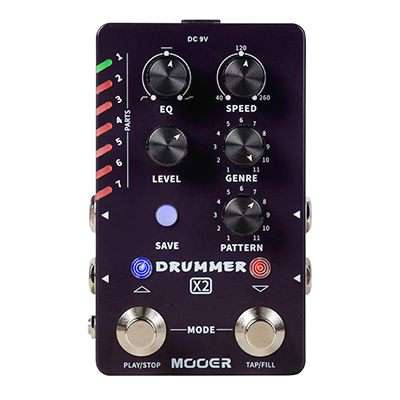 MOOER DRUMMER X2 STEREO DRUM MACHINE PAEDAL - Richards Guitars Of Stratford Upon Avon