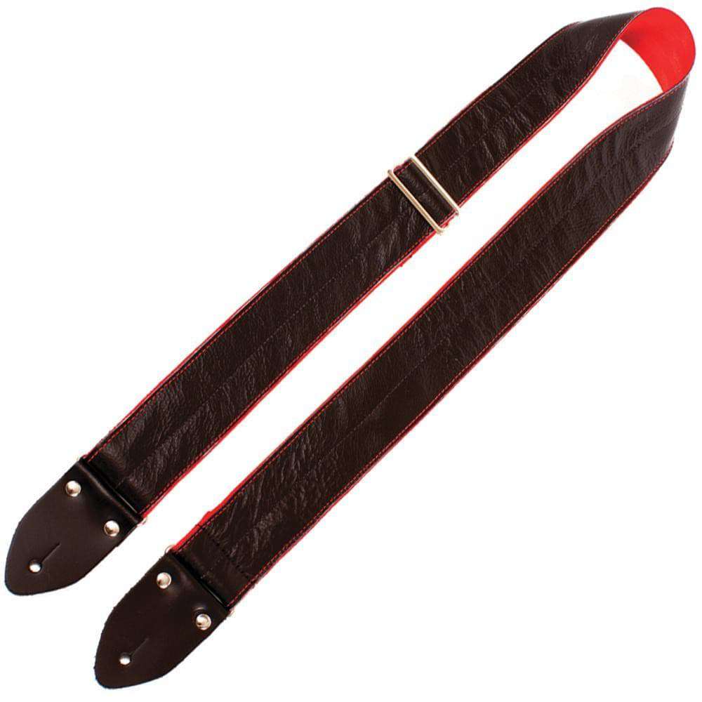 Perri's Easy Slide Leather Strap ~ Black w/Silver Seatbelt Backing - Richards Guitars Of Stratford Upon Avon